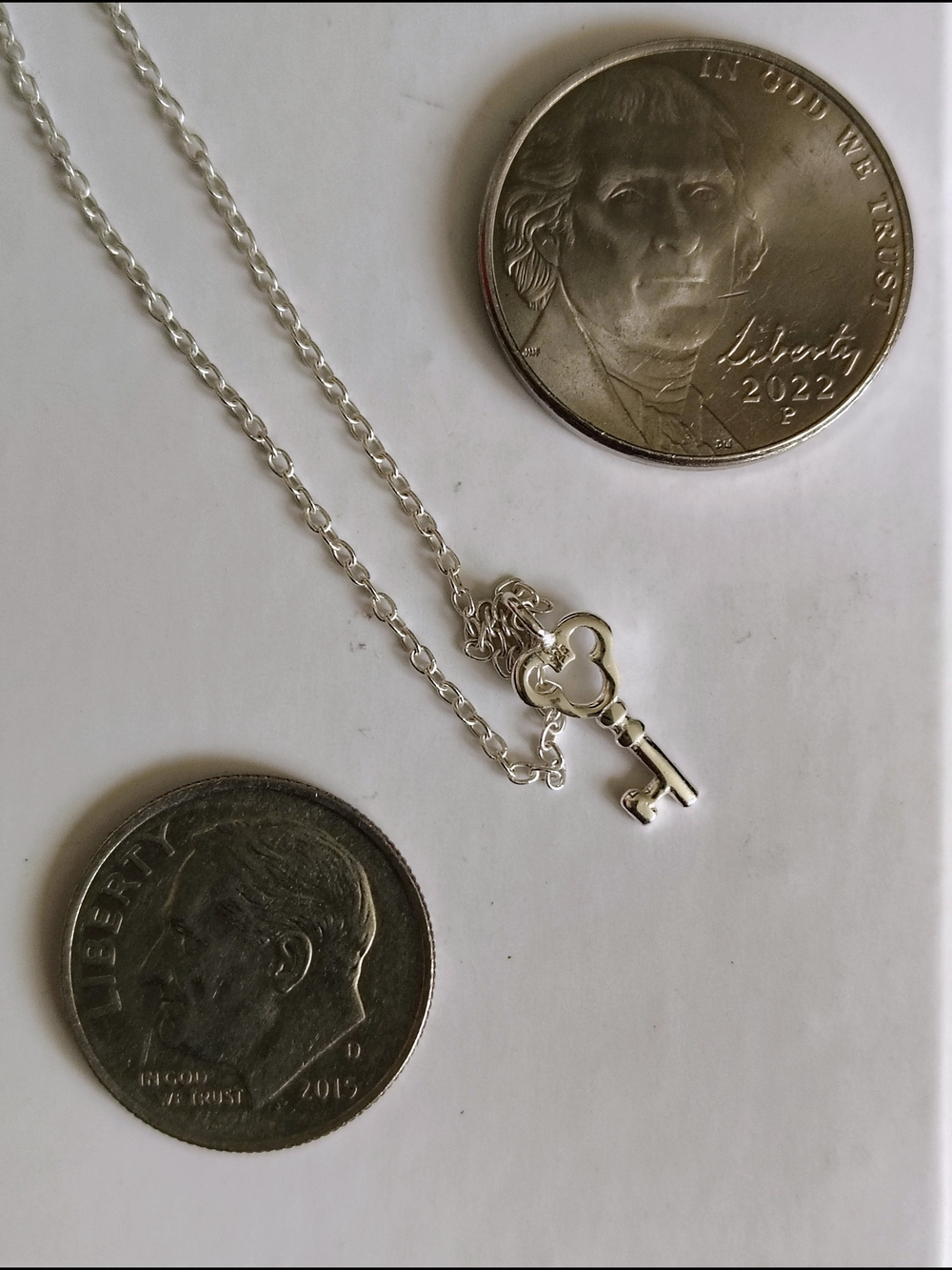 Disney 925 Silver Key Pendant Necklace - Picture 2 of 6